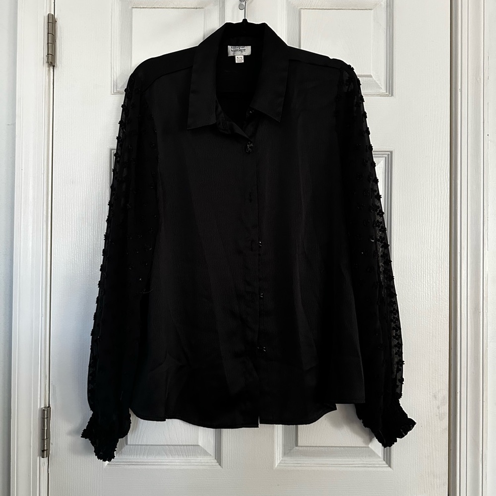 Black Blouse with Bow Buttons